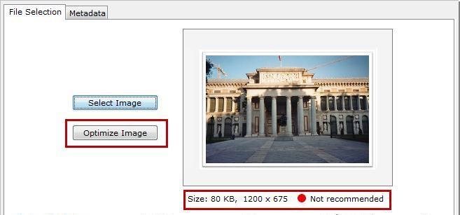 Reduce your Image Size When inserting your image, notice the colored dot indicating whether your file size is acceptable. A green dot indicates a good image size (See Figure 22).