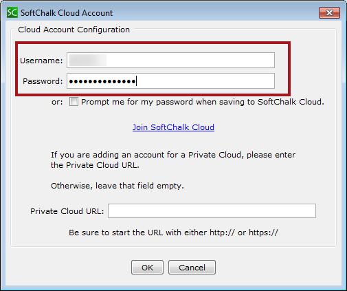 6. Enter your SoftChalk Cloud username and password (see Figure 54).