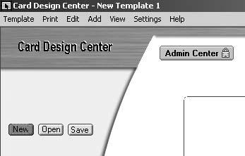Step 6 To create a new card template, press the New button on the upper left of the main window.
