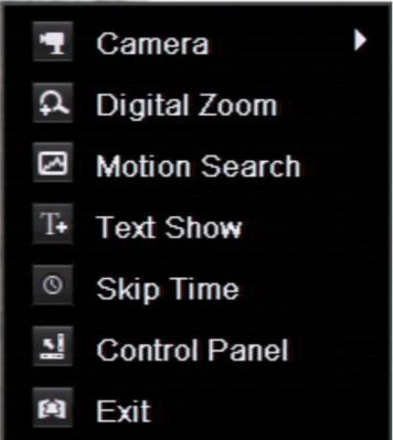 Figure 25: The playback pop-up menu Item Name Description 1. Camera Select a camera for playback. 2. Digital zoom Enter the digital zoom function for the selected camera. 3.