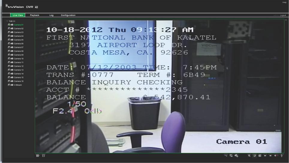See Figure 34 below for an example of a video image in live view with text insertion.