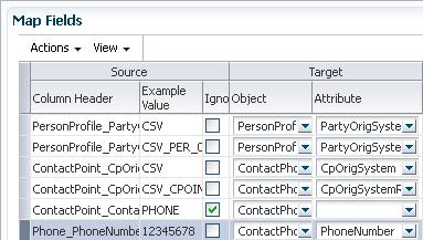 Chapter 6 Importing Contacts The following figure depicts a sample attribute mapping to import a contact point for an existing party.