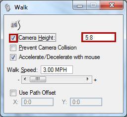 To assist in visualizing the design as the camera is manipulated; turn on Continuous View Updates and Display View Cone The Walk tool, found on the Visualization task bar, is used to interactively