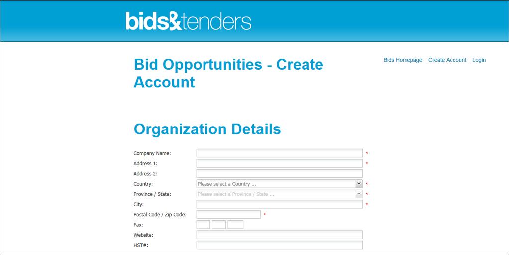 Page 6 ORGANIZATION DETAILS Fill out the fields under the Organization Details Section. Fields with a red asterisk (*) are required fields and must be filled out to successfully create your account.