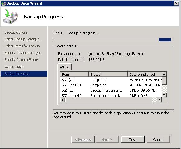 12. Click Next. The Confirmation screen appears (Figure 104). 13. Click Backup to begin the backup process.