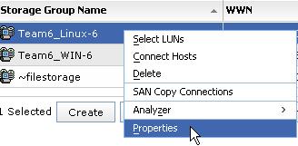 2 In Unisphere open the Properties of your Linux Host from its storage group. If needed then login to Unisphere from your Linux machine with your sysadmin account credentials.