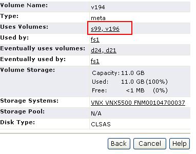Which volumes make up your meta volume now? 2. What is the Volume storage capacity?