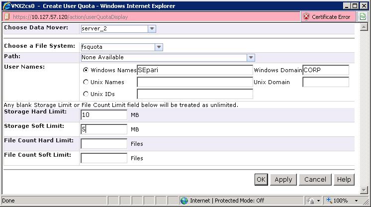 Execute the following command to report the user quota for CORP\EPing (UID: 32770) in the mounted file system.