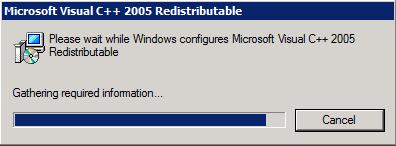 2 The Microsoft Visual C++ 2008 Feature Pack Redistributable Package for x86 (vcredist_x86) If the install prompts you to