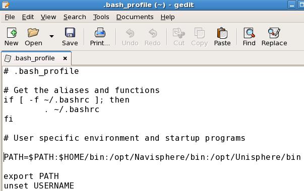 bash_profile 176 Jul 12 2006.bashrc cp.bash_profile.bash_profile_backup cp.bashrc.bashrc_backup 7 Use a text editor to edit the $HOME/.