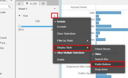 TIP: The filter panel affects all visualizations in the currently selected sheet.