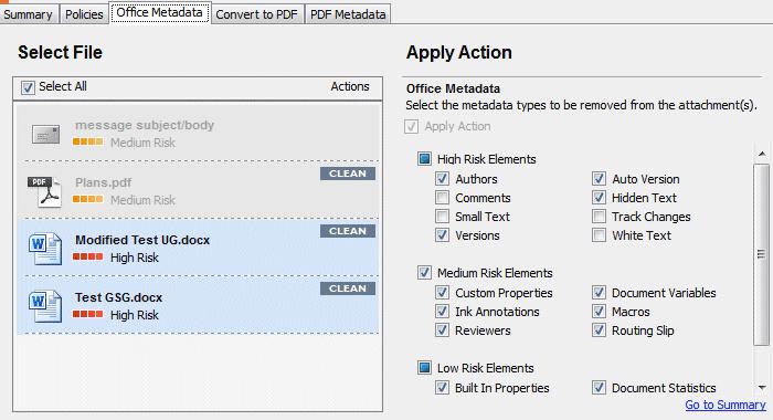 Protecting Attachments 2. Click View Options in the Metadata Removal area or select the Office Metadata tab.