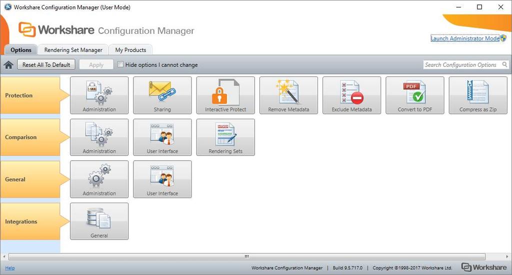 Configuring Workshare Accessing the Workshare Configuration Manager The Workshare Configuration Manager can be accessed from within Microsoft Office or from the Start menu.