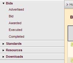 Chapter 4 Bid Information View Bid Schedule The following hyperlinks are all located under the Bids section in the navigation bar on the left side of the web page.