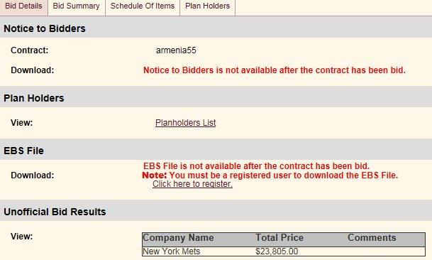 Chapter 4 Bid Information View Bid Results Click on the Bid link under the Bids section in the navigation bar on the left side of the web