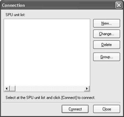 Connecting and Disconnecting Section 4-1 4-1-2 Connecting to the SPU Unit 1,2,3... 1. Select File - Connect.