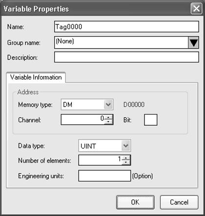 Variable Settings Section 6-5 2. Select Variable Setting - Add Variable. Alternately, right-click in the Variable Setting Window and select Add Variable. The following window will be displayed. 3.