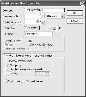 Sampling Settings Section 6-6 3. Set sampling in one of the following dialog boxes.