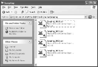 Example for Saving in Four Files When saving in multiple files, the sampling files will be saved in a folder of the same name as the files.