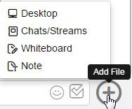 From the MiCollab menu, tap MiTeam. 2. Select the Stream for the chat. Chat 5. Tap + to the left of the message box to open the menu. To close the menu, tap the X at the top left.