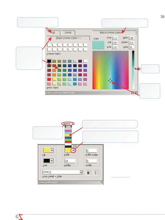 Select Color ezconference allows you to select from up to 16 million colors for drawing lines, shapes, and text. In the example below, the edge color of a text box is being selected.