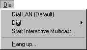 Dial Menu Appendix A MeetingPoint Toolbars and Menus The Dial menu contains options for dialing single contacts, setting up and starting a Multicast video
