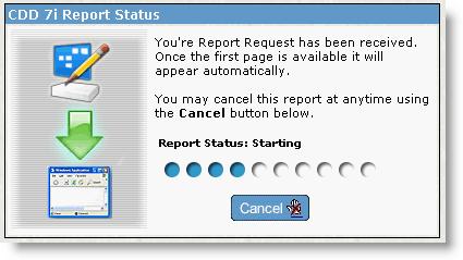 A screen similar to this should appear as the report is generated.