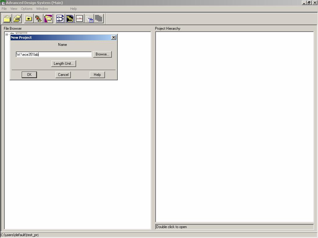 ADS tutorial (Reading Citifile) To start Agilent Advanced Design System, select Start > Programs > Advanced Design System 1.5 to load the program. 1. You will see the main screen window where you can start creating a project.