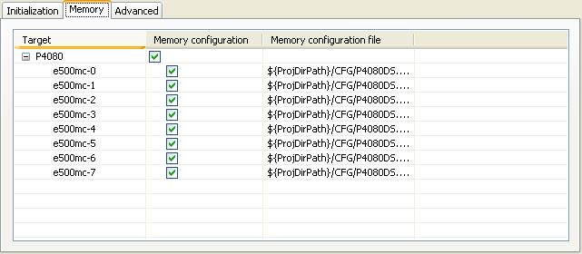 Working with Debugger Editing remote system configuration 5.5.2 Memory tab Use the Memory tab to specify memory configuration file for various cores.