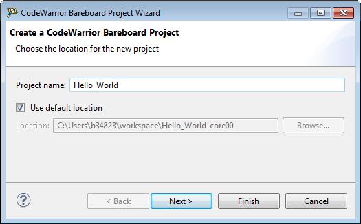 Working with Projects CodeWarrior Bareboard Project Wizard 2.1.
