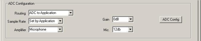 6.1.3 ADC Configuration Area The ADC Config button can be used to configure the input audio data routing path on S1V30xxx.