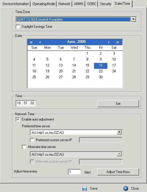 Chapter 8. Device Management Date/Time The Date/Time dialog page sets the KVM over IP switch time parameters: Set the parameters according to the information below.