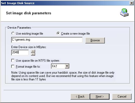Create another Image file disk device by selecting Image