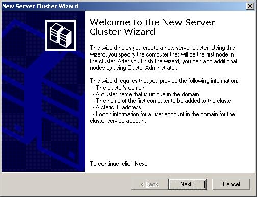 Specify cluster name Select Domain and enter Cluster name,