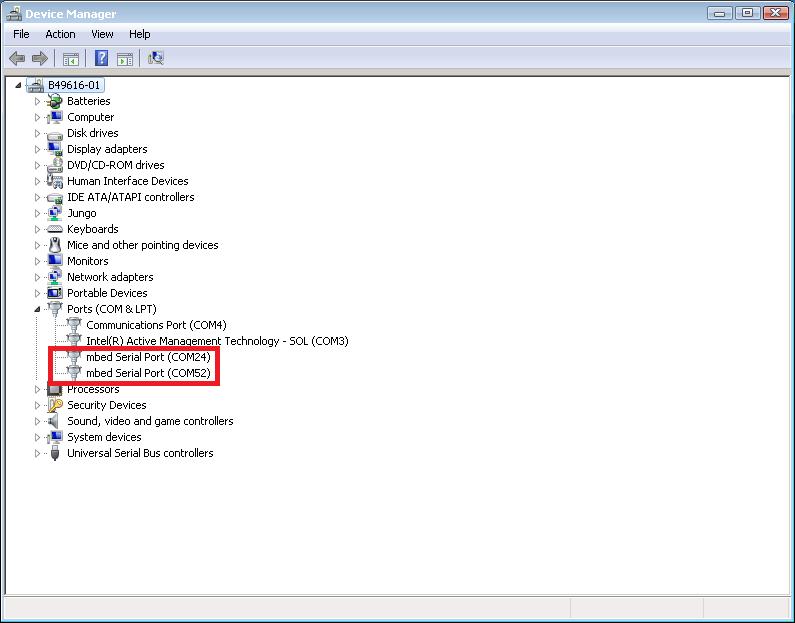 Step 2: After loading both applications check Device Manager to get the serial ports numbers.