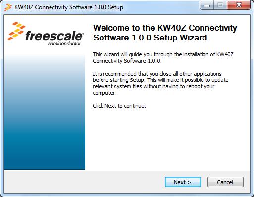 Figure 1: The KW40Z Connectivity Software Installer On the main screen, press the Next button.