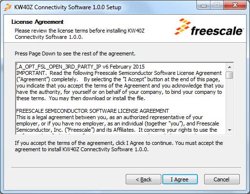 On the License Agreement screen press the I agree button to accept the license agreement.