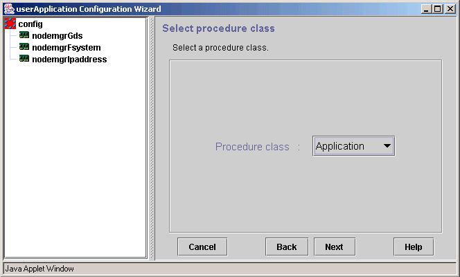 4. Select the class of the procedure to be created.