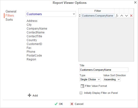 Interactive Filters are filters created on either Data Fields or Formulas and then enabled after running a report to the report viewer.