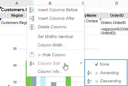 Column Sorts are applied AFTER any sorts defined in the Sorts Menu. Click on the column again to set a default sort direction.