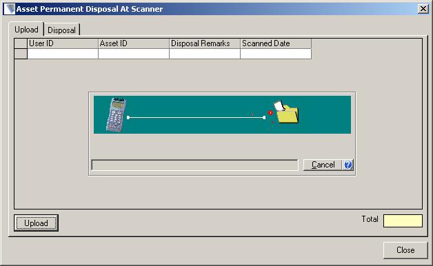5.6. Asset Permanent Disposal at Scanner Click < UPLOAD > to upload the asset disposal information from the scanner.