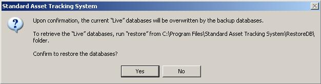 Click < RESTORE DATABASES > to restore the databases from Backup folder.