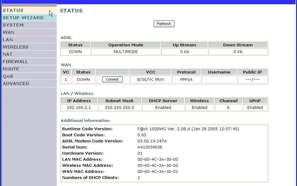 4 - Configuring the SAGEM F@st 1500 ADSL router After you have configured TCP/IP on a client computer, you can configure the SAGEM @st 1500 ADSL Router using Internet Explorer 5.0 or above.