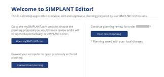 The Simplant Editor planning file is downloaded and opened automatically in the Simplant Editor software. Login using your mysimplant username and password and you can now review the implant plan.