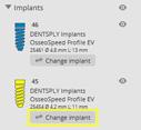 In the change implant dialog it is indicated which implants are compatible with the SAFE Guide.