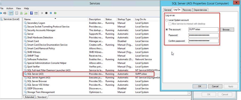 on all the Windows Cluster NODEs for each of the SQL Server Service