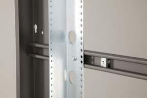 Leveler Nuts in Frames maximizes rack space in minimal height levelers ordered separately - no base required