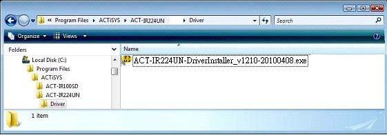 12.2.2 Method 2 - Driver Installer 1. From C:\Program Files\ACTiSYS\\Driver, run -DriverInstaller_v1210-20100408.exe.
