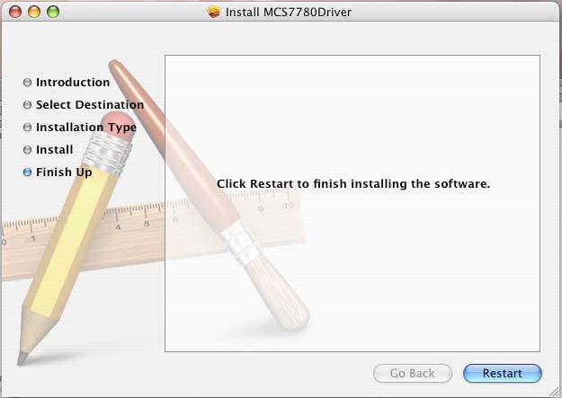 6. Click on Restart to finish installing the driver.