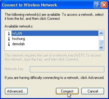 Click on the message and the Connect to Wireless Network window will then appear automatically.